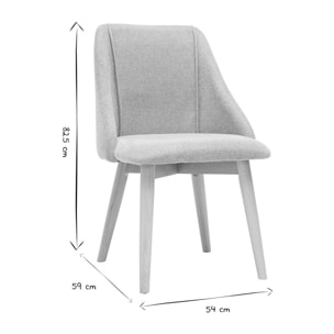 Chaises scandinaves en tissu effet velours texturé gris clair et bois clair (lot de 2) HIGGINS