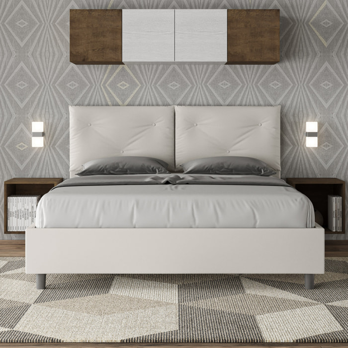 Letto matrimoniale senza rete imbottito 160x200 similpelle bianco Appia