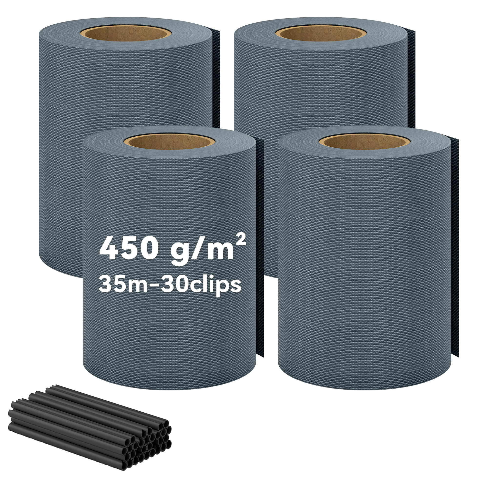 Kit de lamelles occultantes PVC brise vue 35m x 19cm avec 120 clips gris