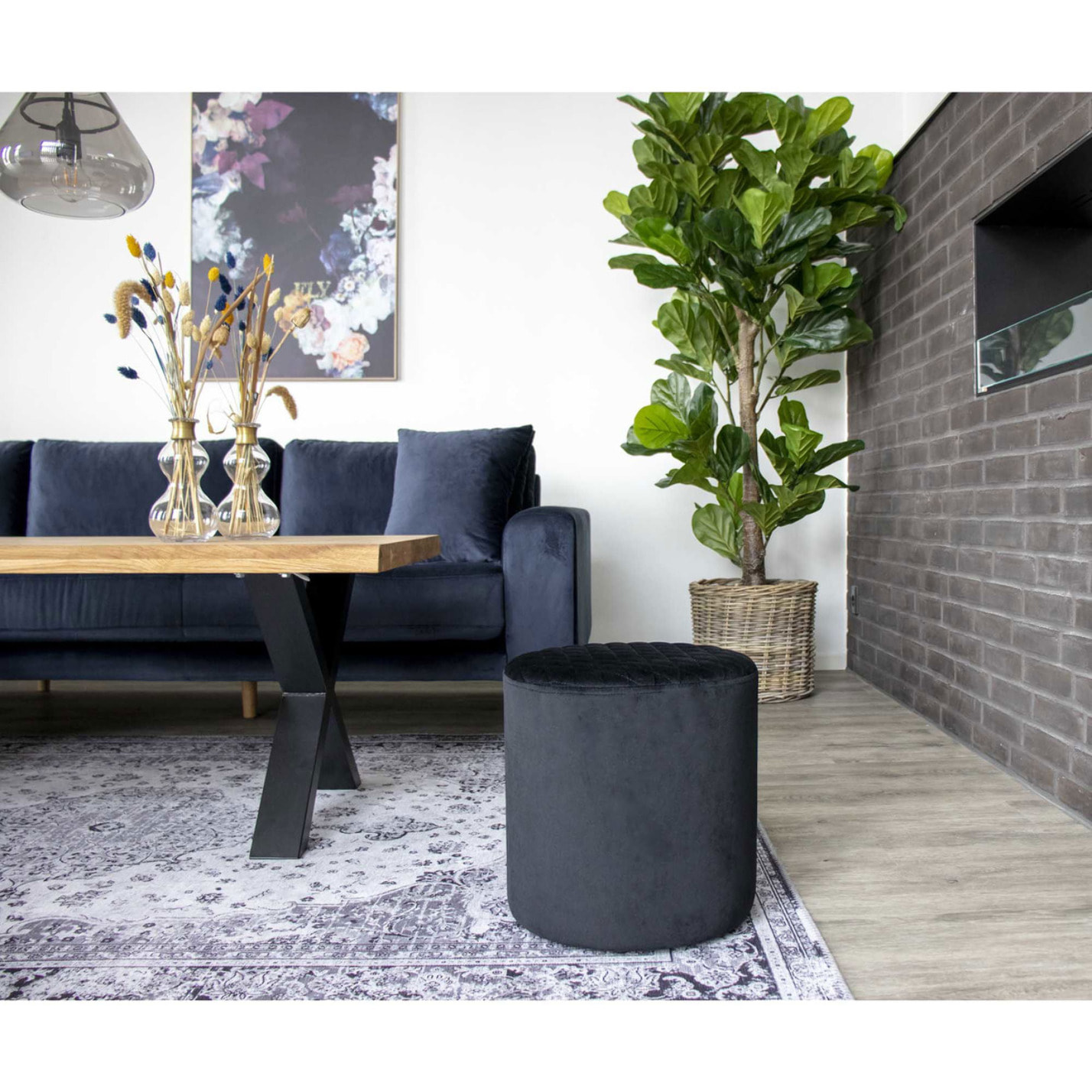 Ficus lyrata artificiale Fiddle Leaf Tree verde H 190 cm