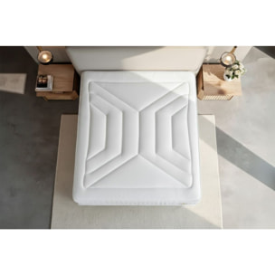 Ensemble Matelas Vingt-Quatre PLUS - 24cm - Ressorts ensachés et mémoire de forme - Confort hôtelier - Sommier kit Blanc