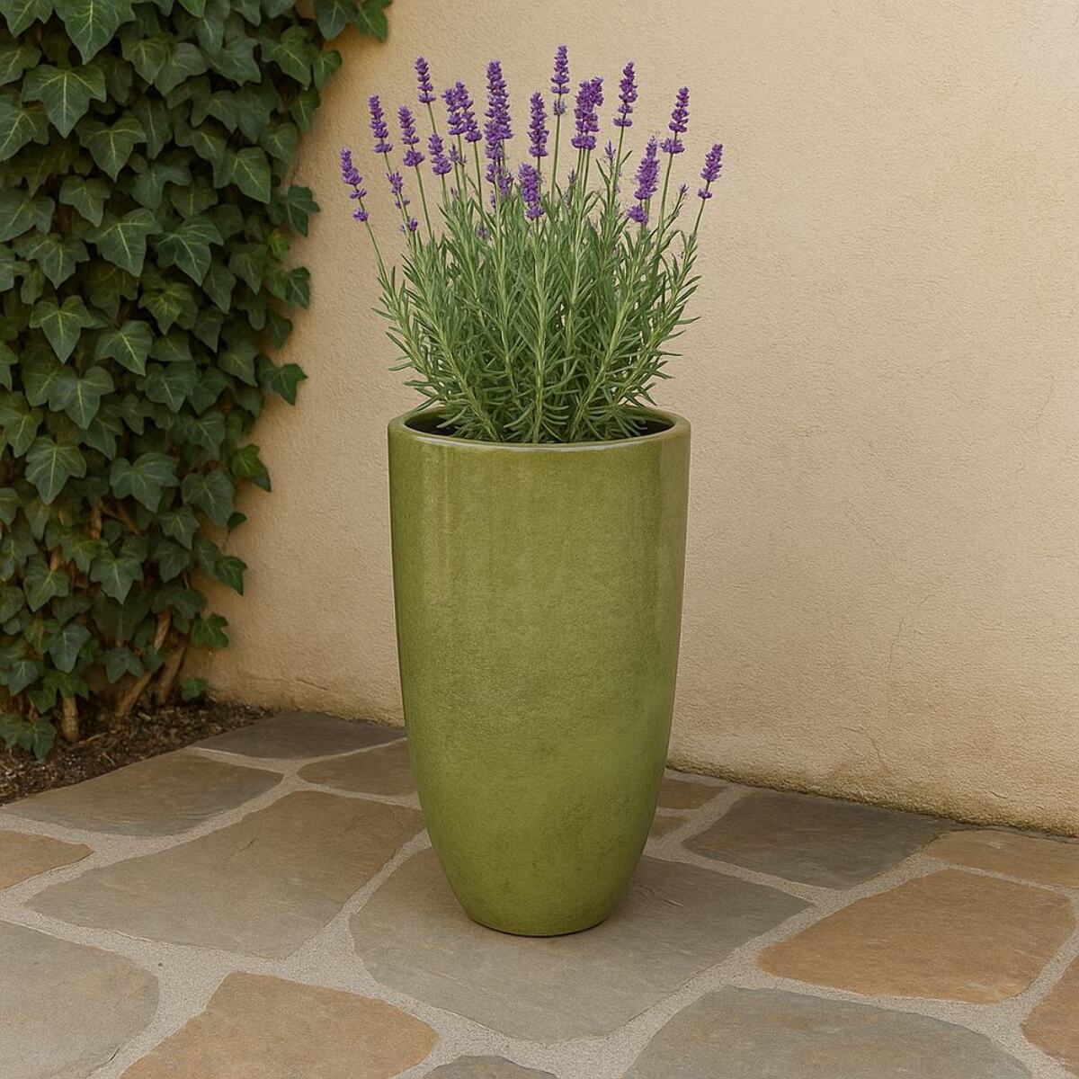 Vaso in terracotta decorato 36x63 cm verde - Rajada