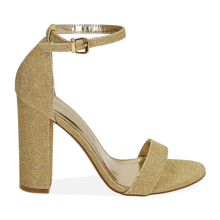 Sandali oro glitter, tacco 10,5 cm