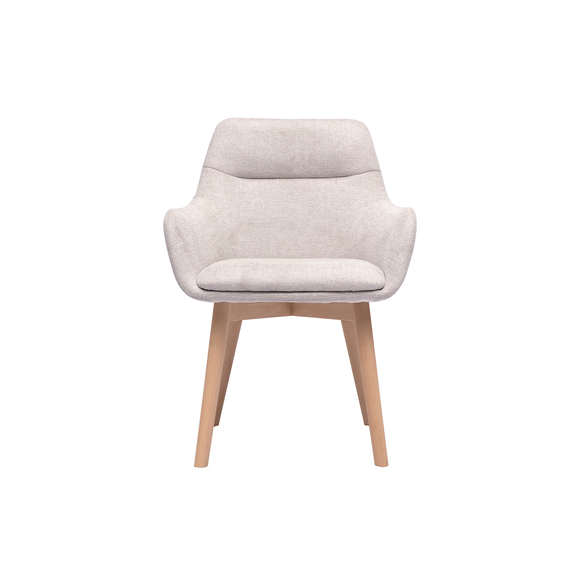 Chaises en tissu effet velours texturé beige et bois clair (lot de 2) ALESS