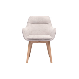 Chaises en tissu effet velours texturé beige et bois clair (lot de 2) ALESS