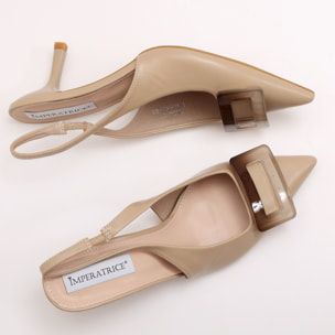 Dècolletè slingback in simil pelle con applicazione sulla punta