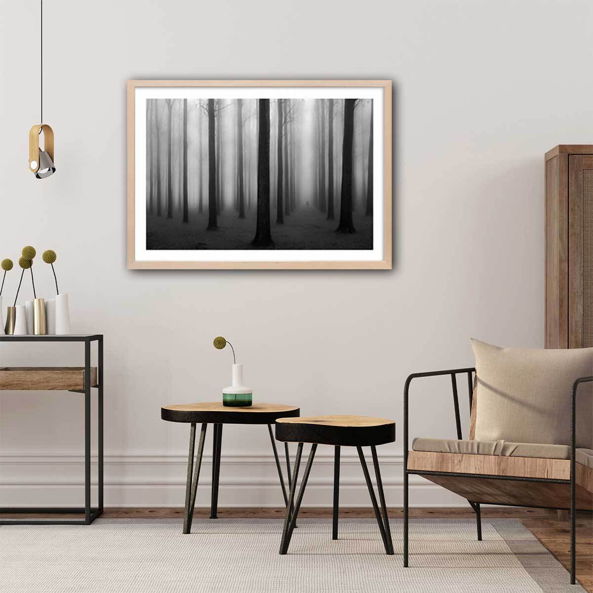 Affiche nature foggy weather Affiche + cadre en bois - Chêne
