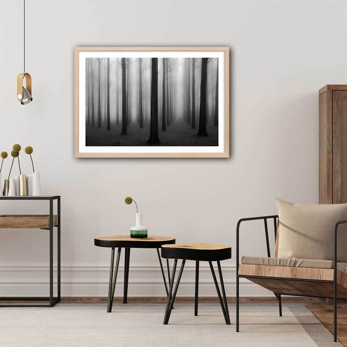 Affiche nature foggy weather Affiche + cadre en bois - Chêne