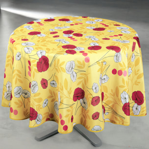 Nappe anti-tâche ronde motif coquelicots - Jaune