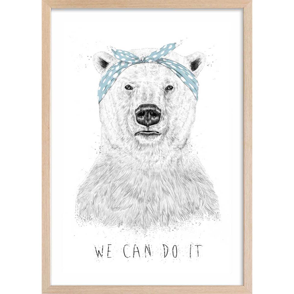 Affiche enfant, nous pouvons le faire Affiche + cadre en bois - Chêne