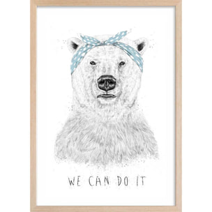 Affiche enfant, nous pouvons le faire Affiche + cadre en bois - Chêne