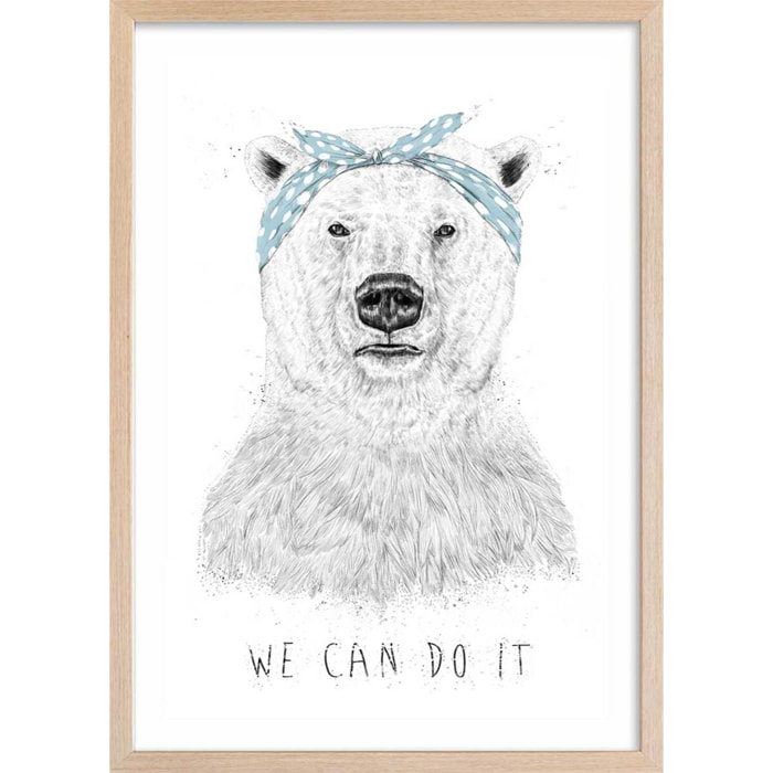 Affiche enfant, nous pouvons le faire Affiche + cadre en bois - Chêne