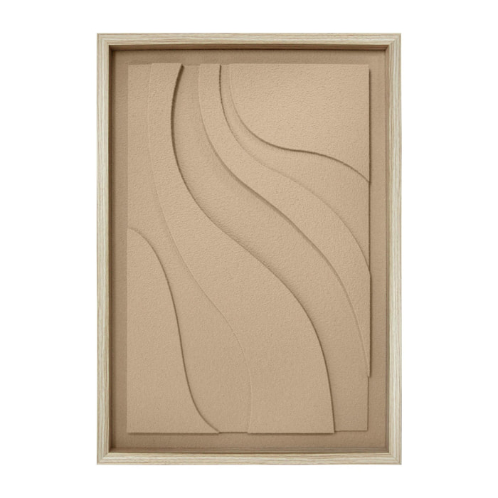 Cuadro Curves resina 3D texturizado beige 70x50x4 cm