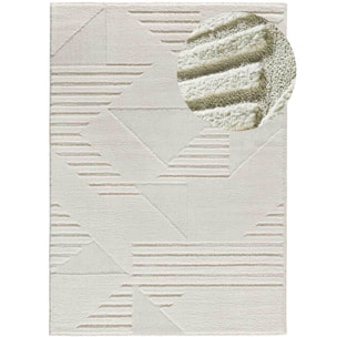 NUMA Alfombra shaggy geométrica con relieve en blanco, varias medidas disponibles