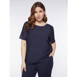 Fiorella Rubino - Blusa elegante in organza - Blu