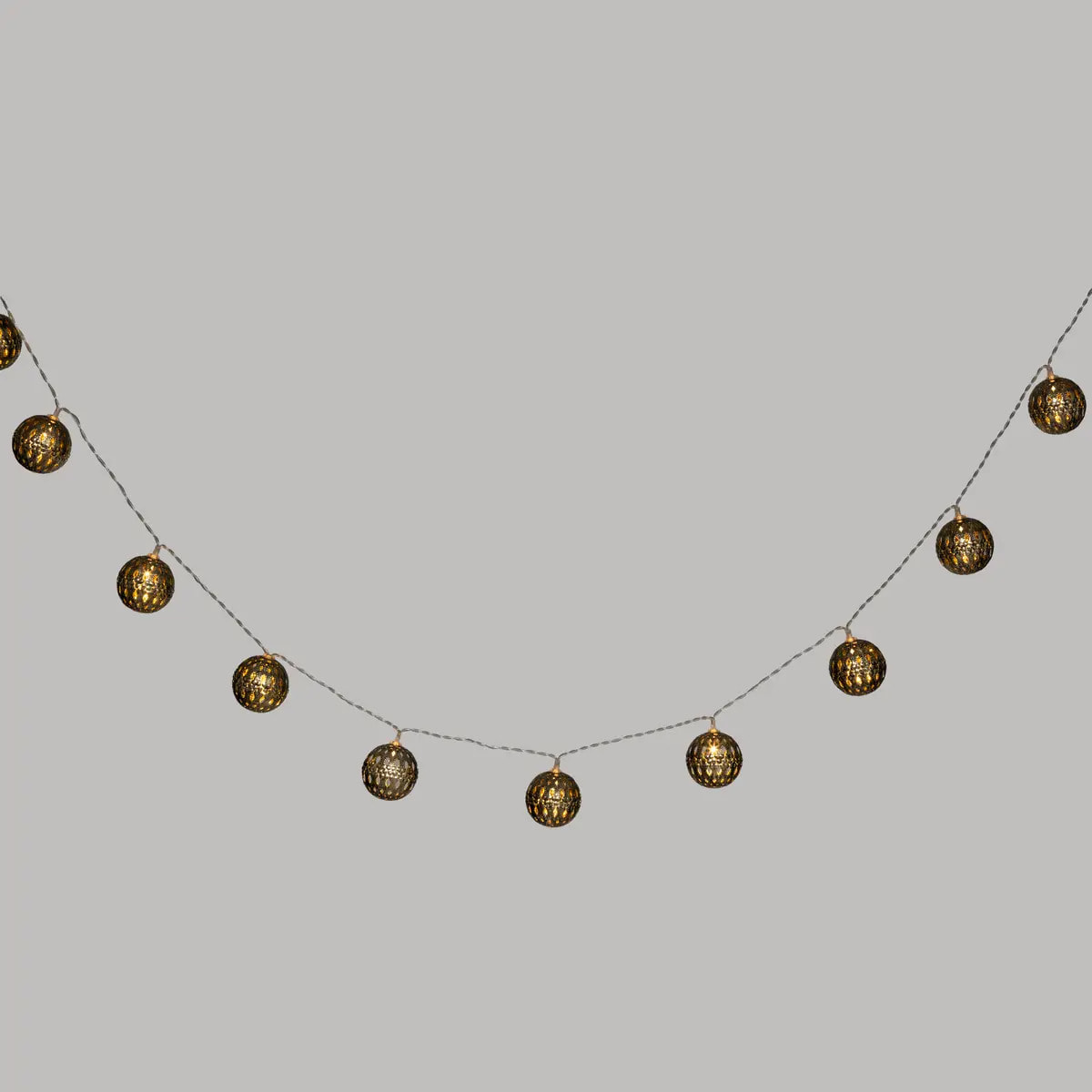 Guirlande LED à pile "Oasis" - 10 boules - métal - doré - L165 cm