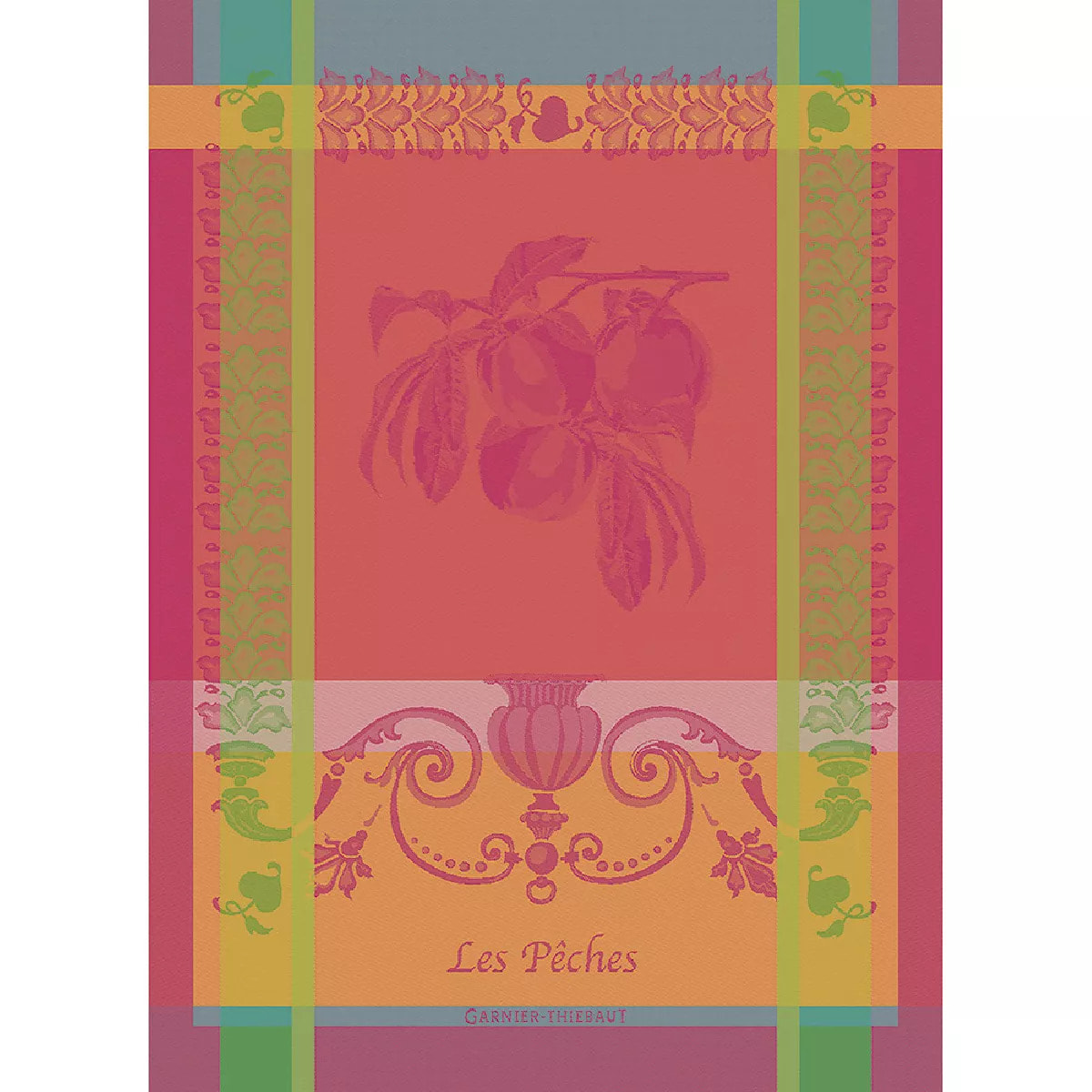 Torchon pur coton motif jacquard rose Les peches rose