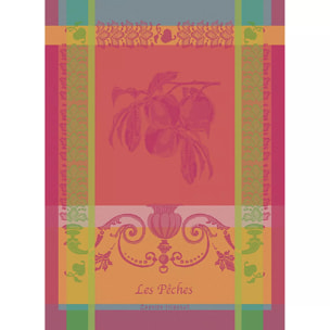 Torchon pur coton motif jacquard rose Les peches rose