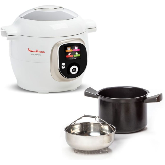 Cookeo MOULINEX CE85BA10 blanc 6 L, 6 modes de cuisson, 180 recttes