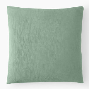 Paire de Taies d'oreiller gaze de coton vert givrée