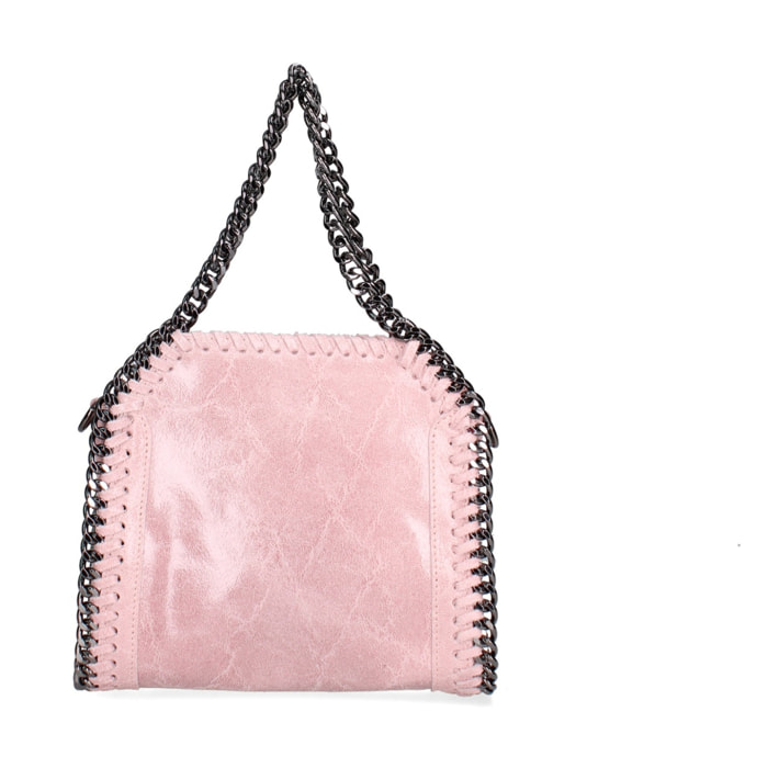Borsa a mano da donna Made in Italy - Modello Zefira Chic - Pelle scamosciata stampata - 23.0 x 20.0 x 7.0 cm