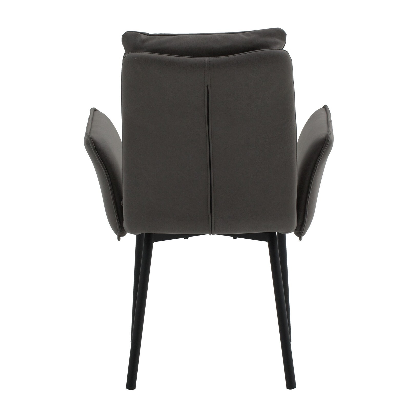 Set di 2 sedie MALIBÙ in similpelle antracite e gambe in metallo nero, con braccioli