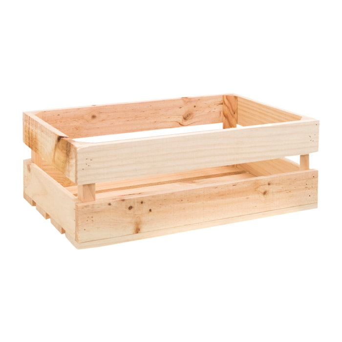 Caja de madera maciza en tono natural mediana Alto: 17.5 Largo: 49 Ancho: 29.5