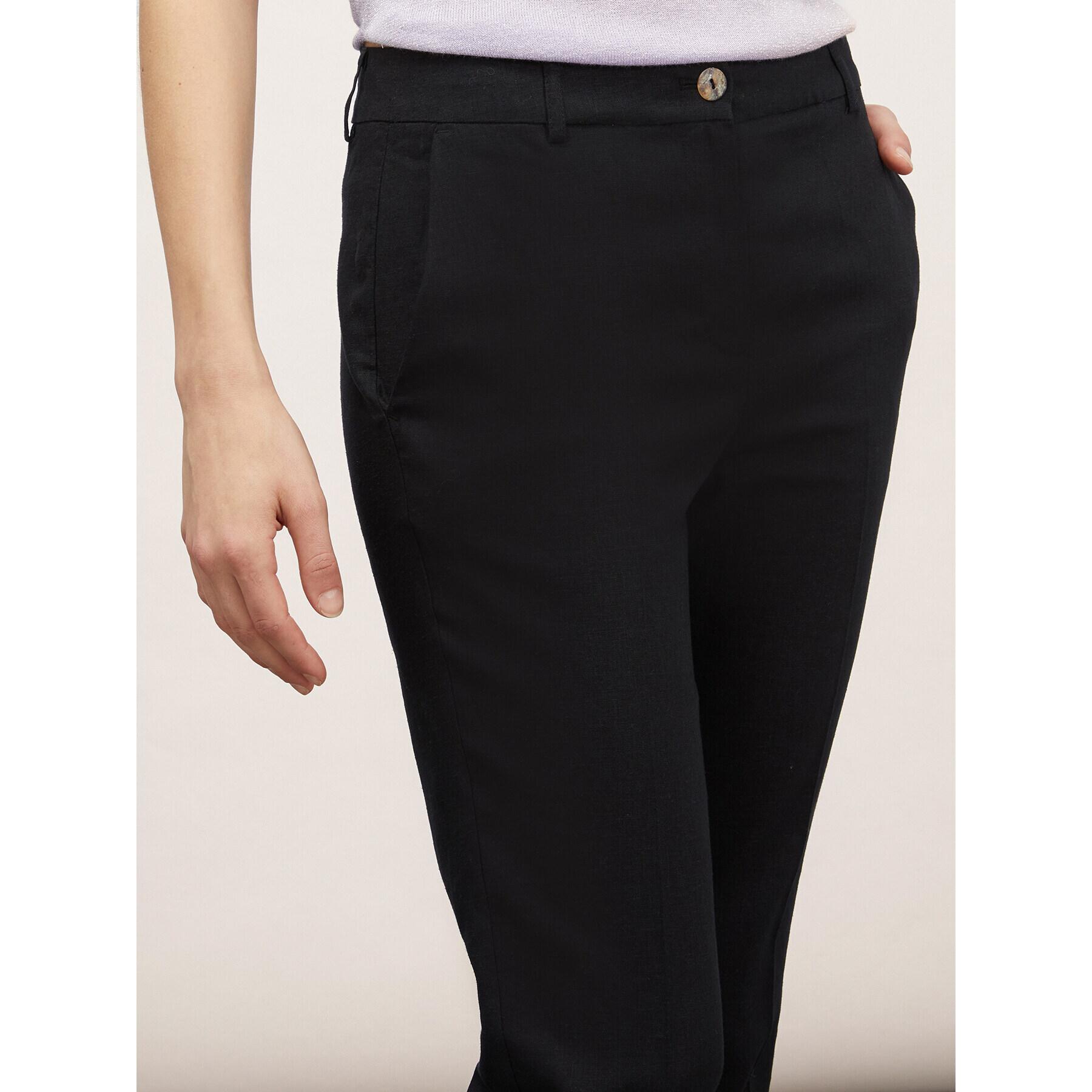 Motivi - Pantalón capri en mezcla de lino - Negro