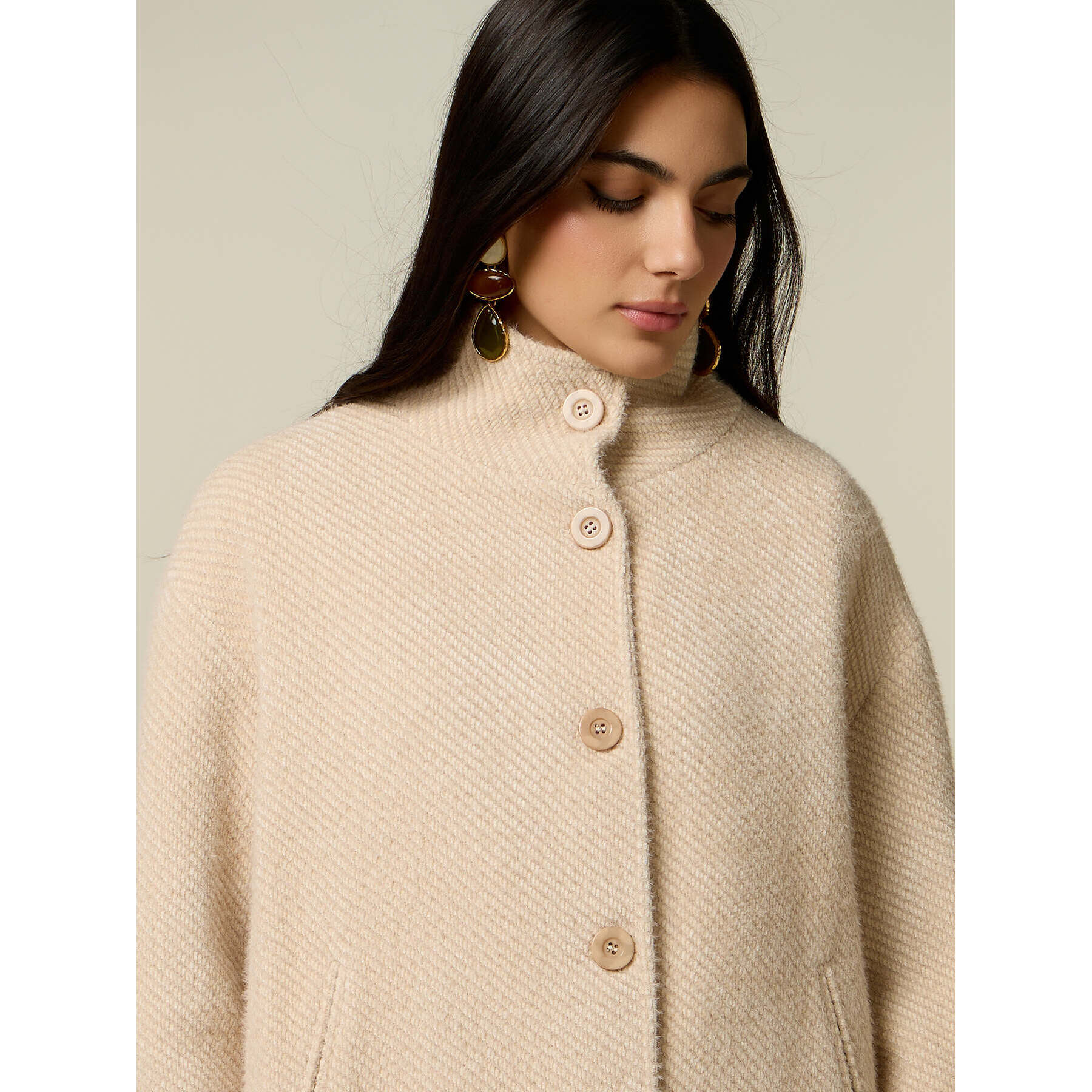 Oltre - Cappa in tessuto diagonale - Beige