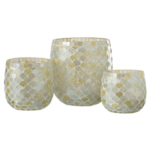 J-Line photophore Mosaique - verre - blanc/jaune clair - large