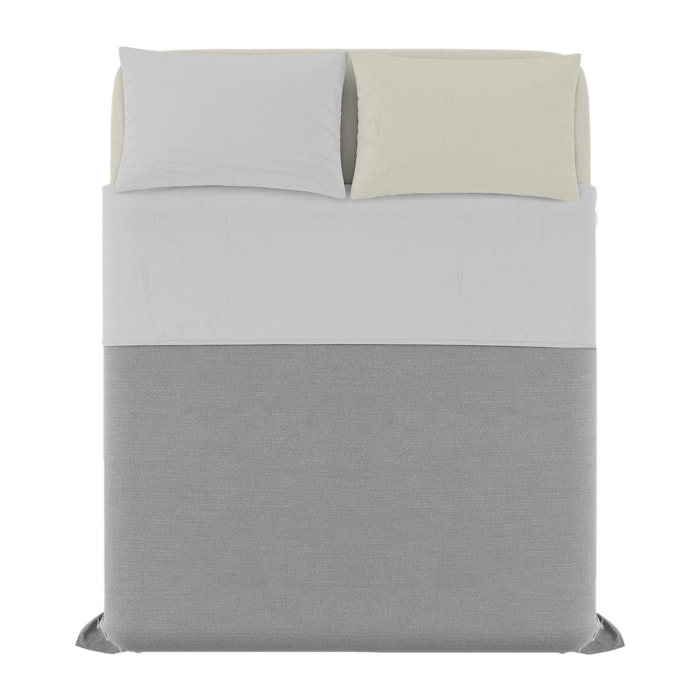 COMPLETO LETTO NATURAL COLOUR MADE IN ITALY COTONE-GRIGIO CHIARO/PANNA MATRIMONIALE