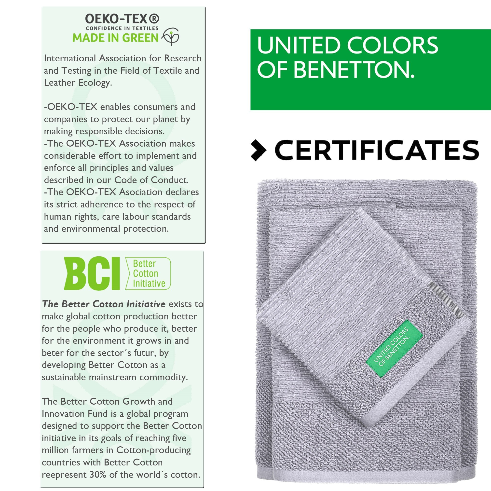 Set 3pcs toallas de baño  gris  benetton