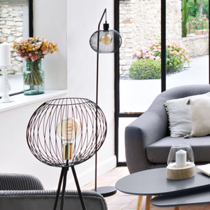 Lampadaire arc "Emie" noir - métal H158 cm