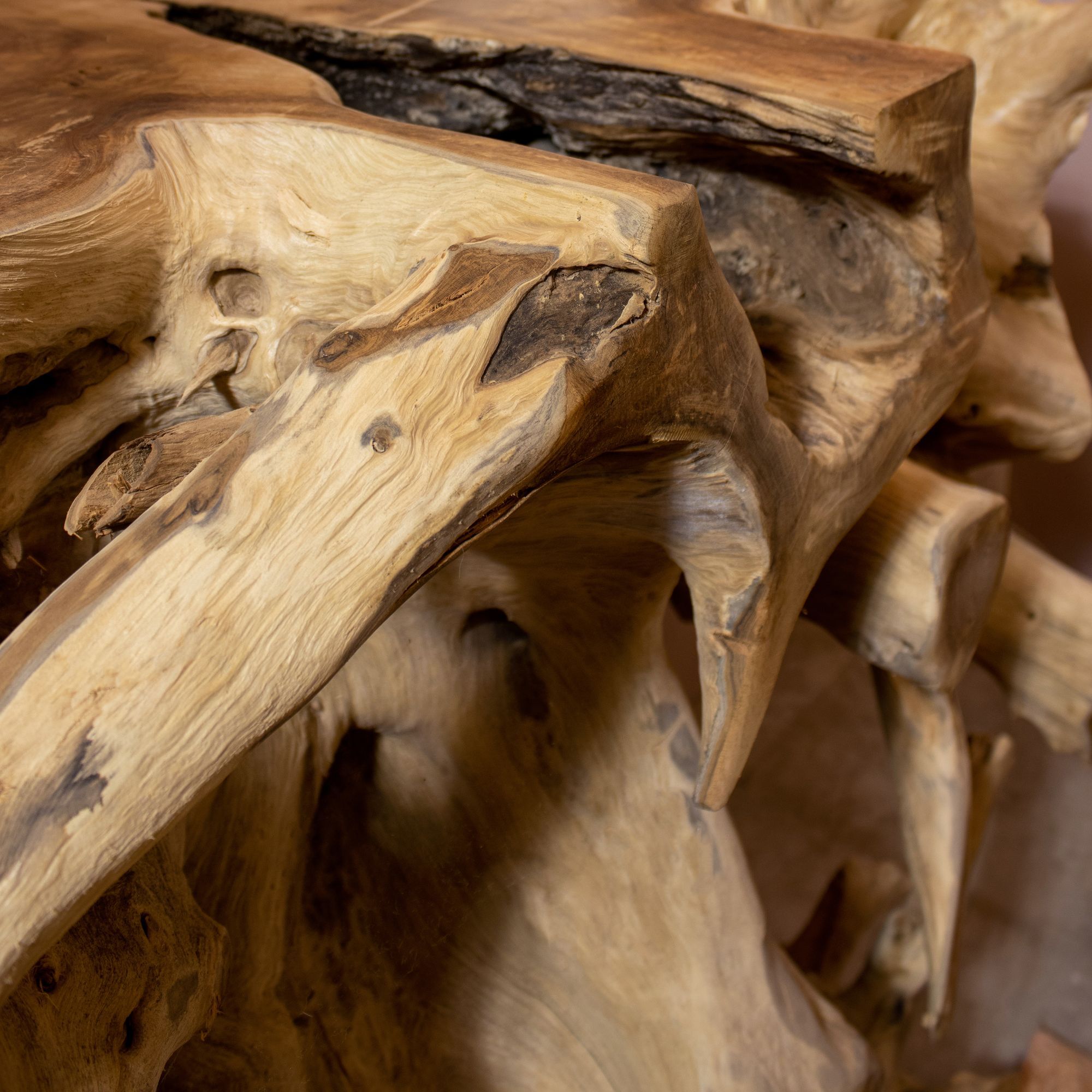 Console en racine de teck blanchi GOBI