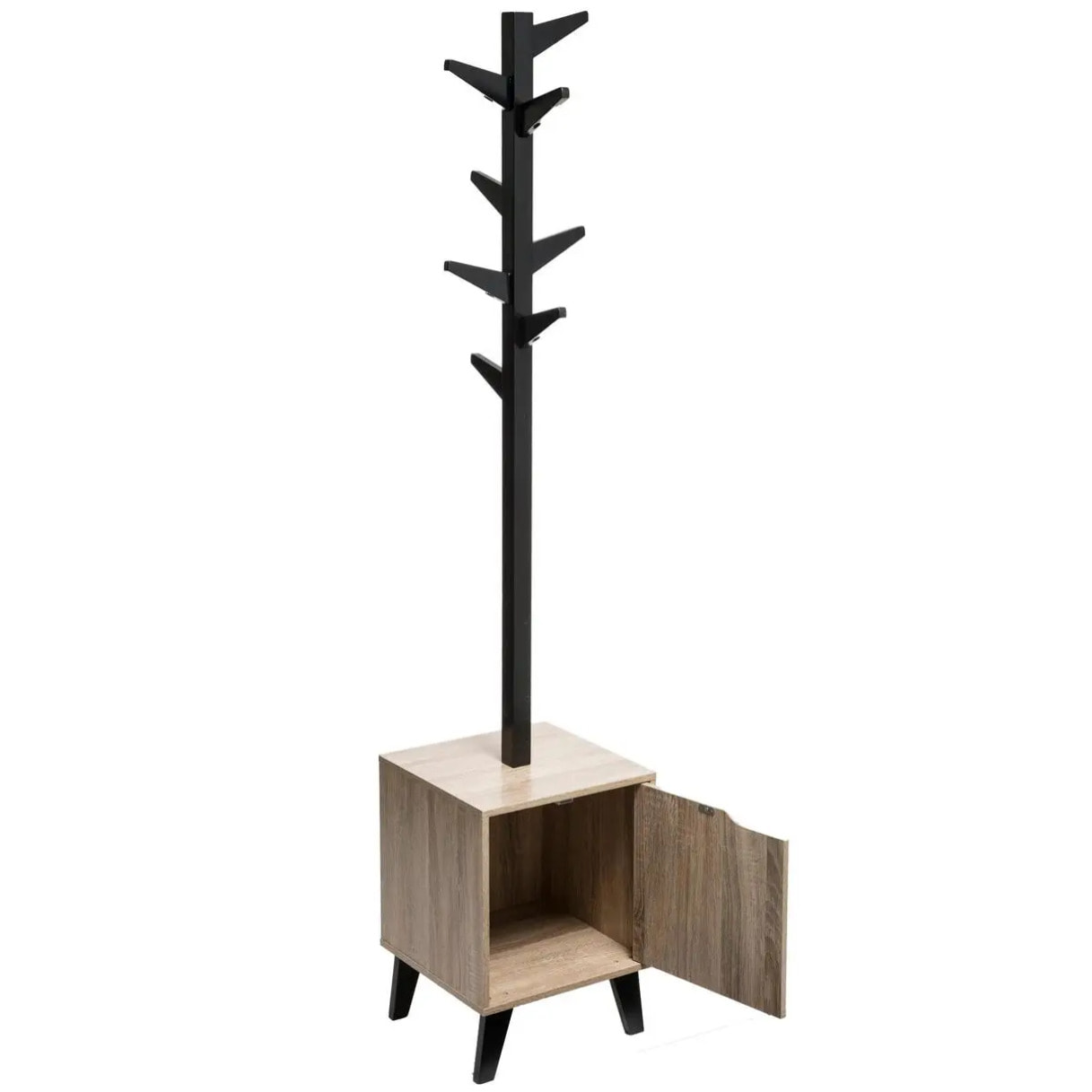 Porte-manteaux effet chêne naturel "Ceda" noir