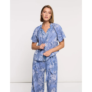 Blusa Manga Corta Azul - Velora