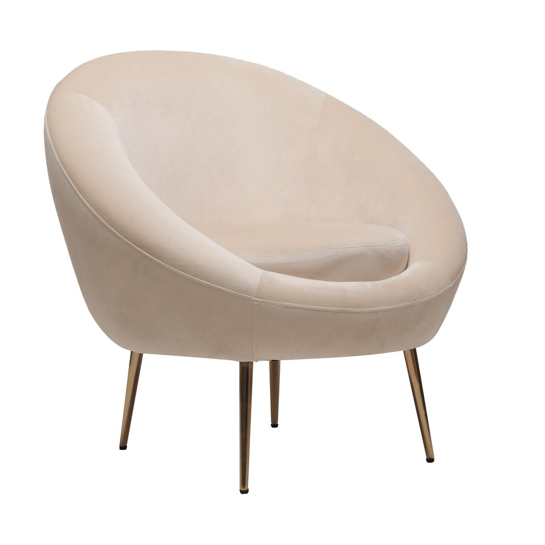 Fauteuil en velours "Cocon" - 77 x 74 x 77.5 cm - Beige