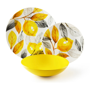 Service de table 18 pièces Excelsa – Lemon Grey, Porcelaine Jaune