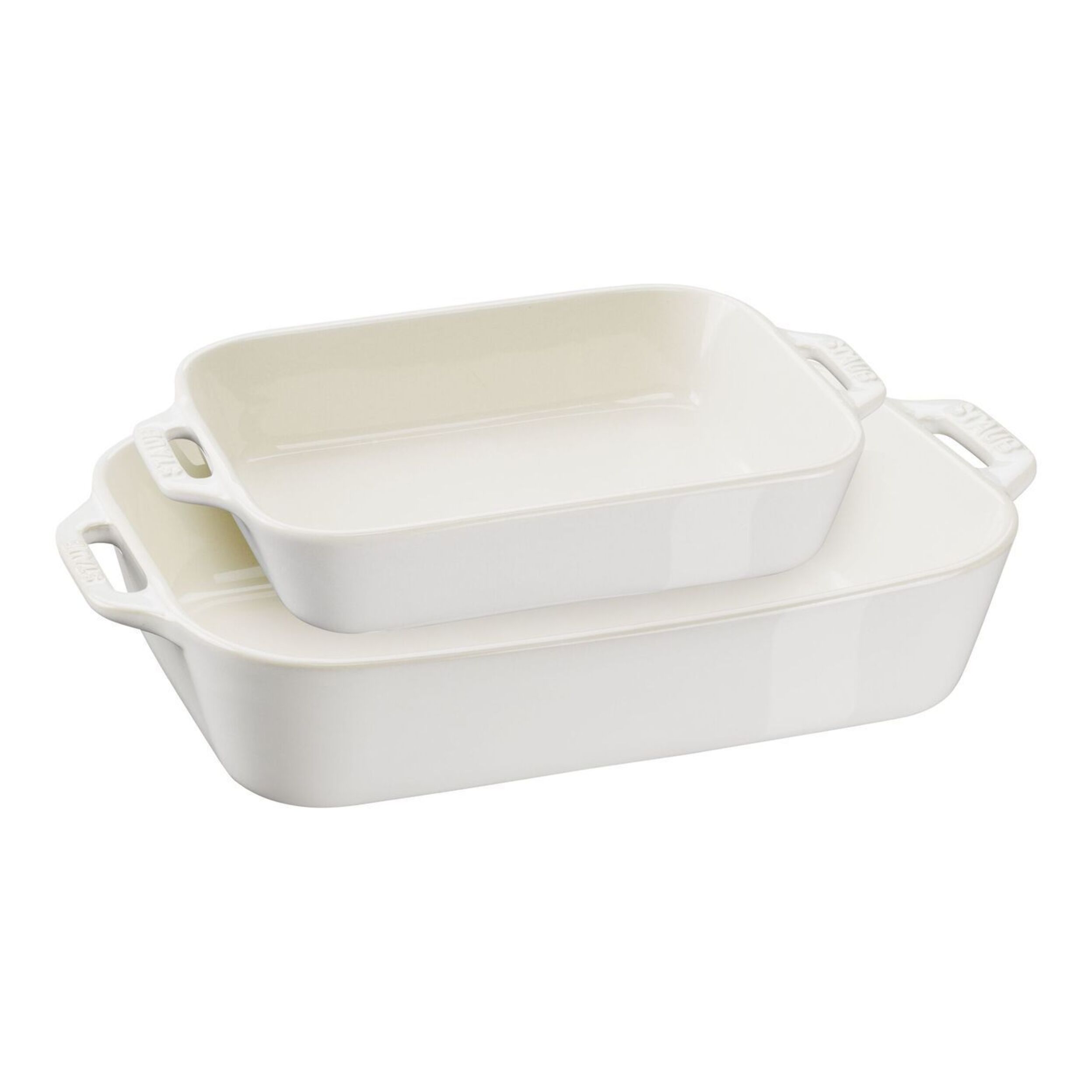 Set de Plats à Gratin, Céramique, 3 pièces (20x16 cm / 27x20 cm / 34x24 cm), Blanc Ivoire