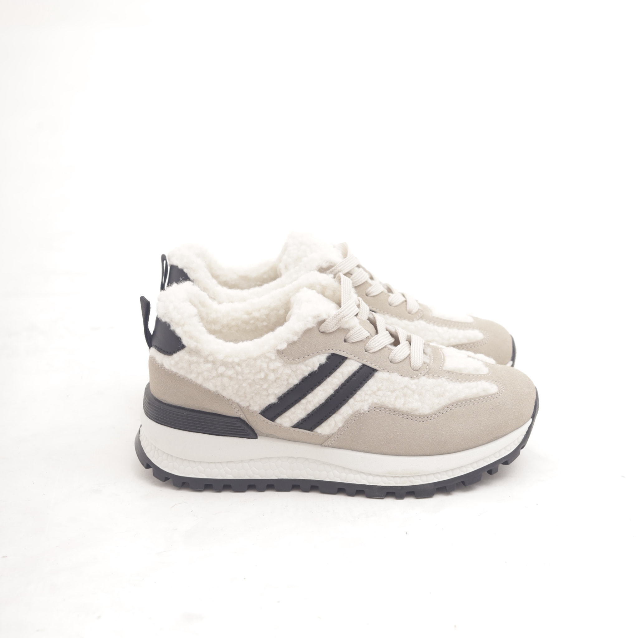 SNEAKERS RUNNING FUR DOPPIA FASCIA PANNA