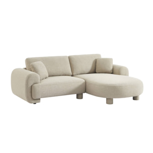 Canapé d'angle droit 3 places tissu, pieds ronds ZENIO