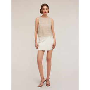 Motivi - Besticktes Top mit Fransen - Beige