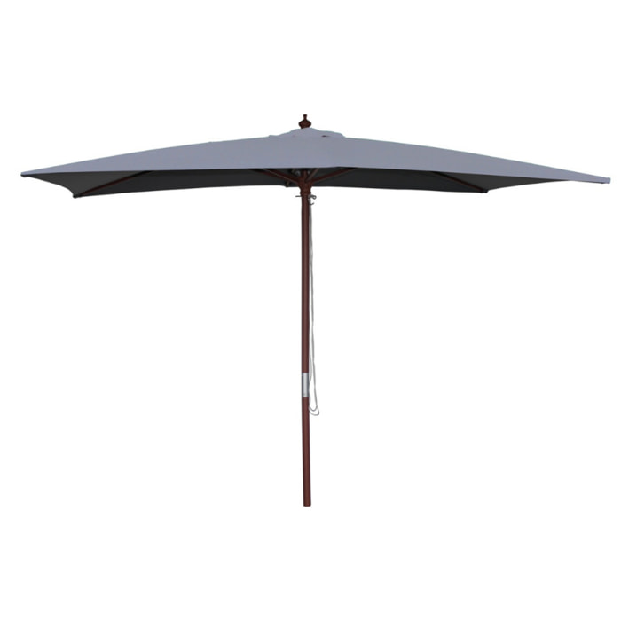 Parasol en bois rectangulaire toile grise PARMA