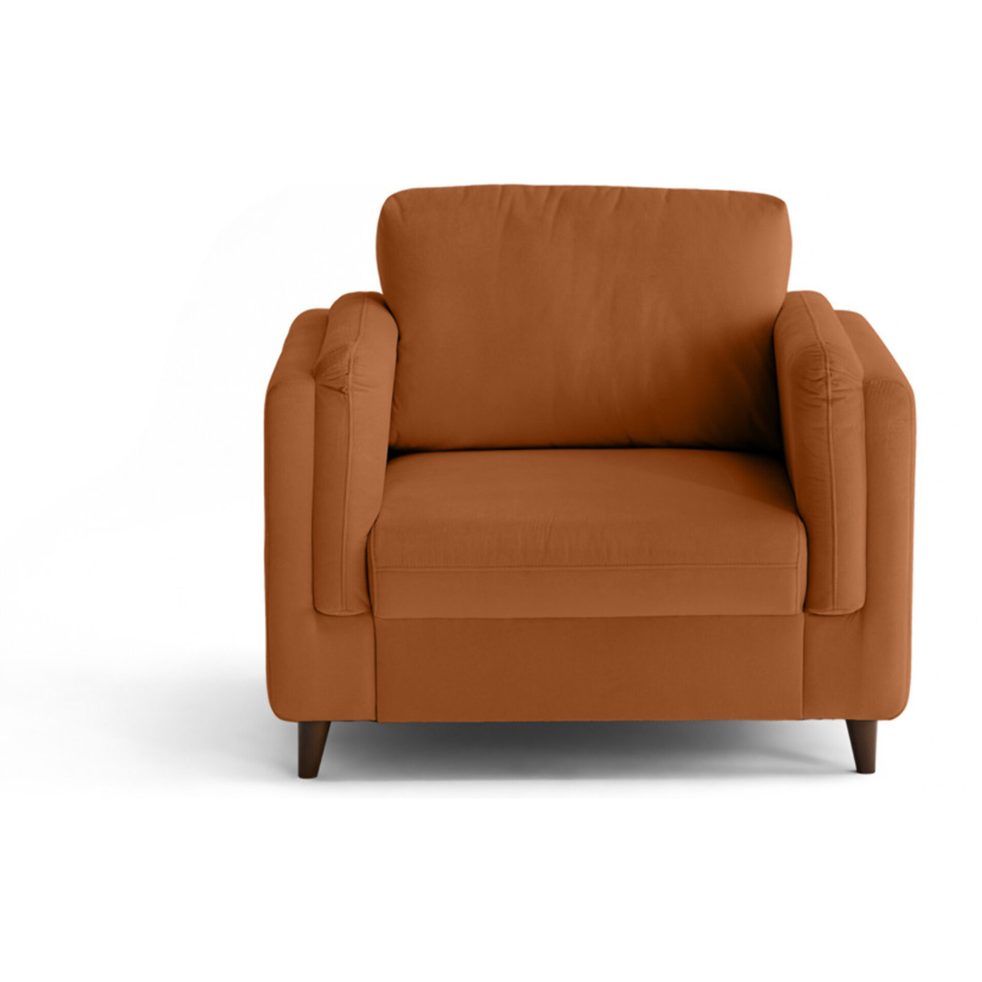 Brooke - fauteuil en velours pieds en bois - Rouille