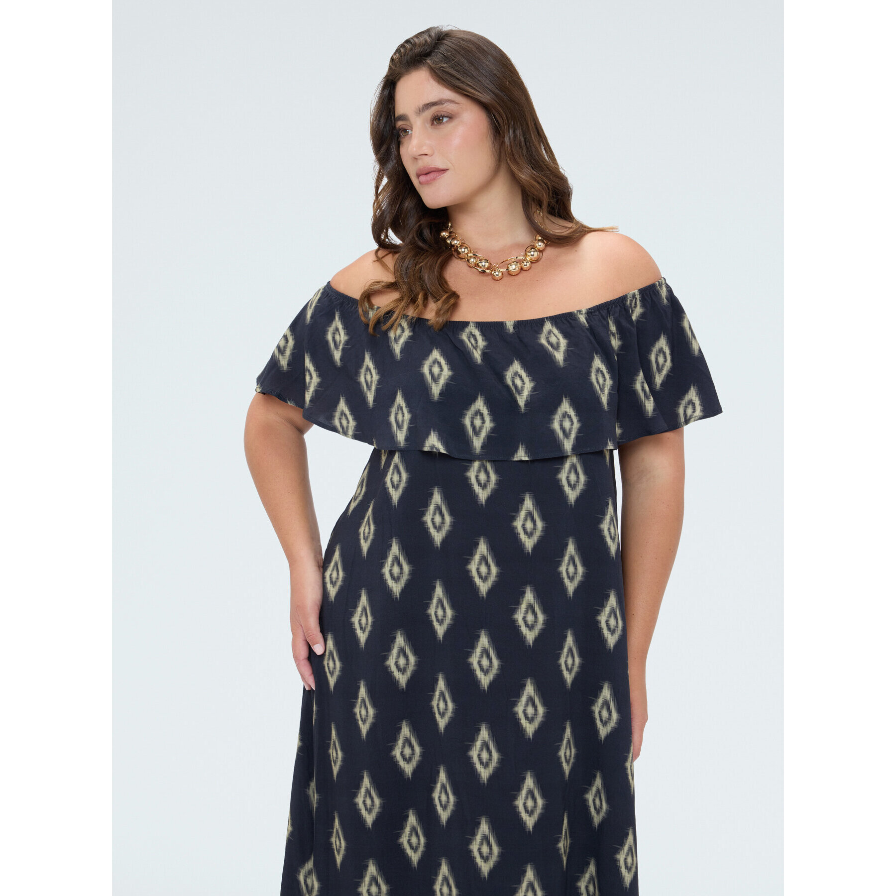 Fiorella Rubino - Vestito Chill off-shoulder con stampa - Nero