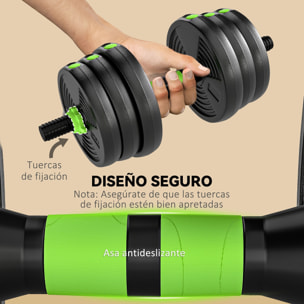 Juego de Mancuernas Ajustables 3 en 1 20kg, Juego de Pesas con Barra de Conexión y Mango Antideslizante, Pesas y Mancuernas para Hombres y Mujeres, Ejercicio de Fitness, Casa Gimnasio