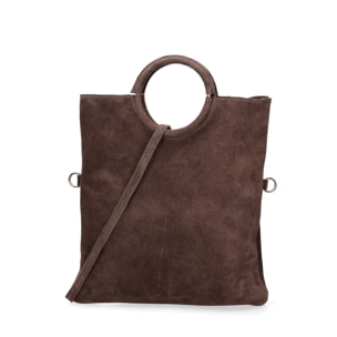 Borsa a mano da donna Made in Italy - Modello Zelia - Pelle scamosciata - 29.0 x 30.0 x 1.0 cm