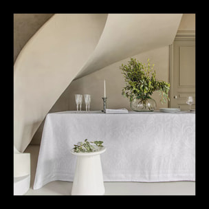 Chemin de table pur coton anti tache motif jacquard Grace perle