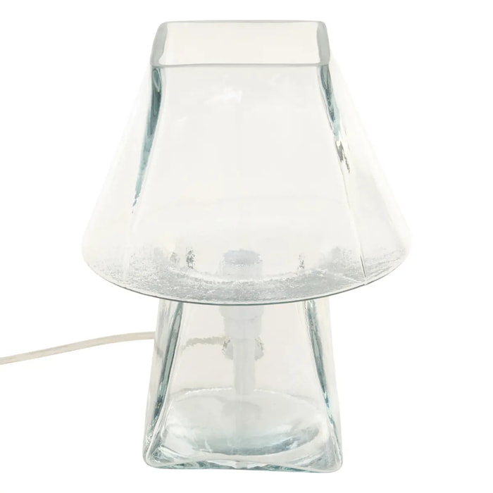 Lampe champignon Elita H.26cm en verre transparent