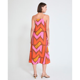 Abito senza spalline con scollo a V e logo